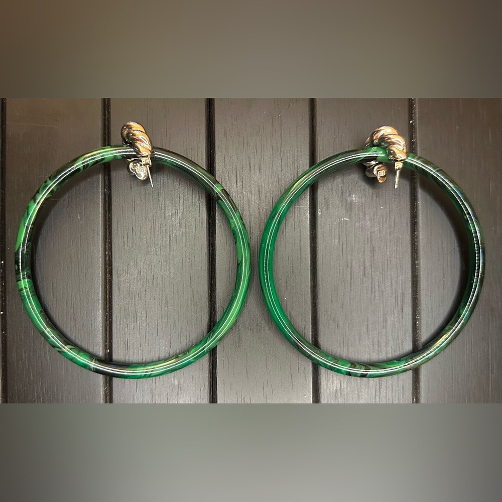 Balenciaga Resin Silver Hoop Earrings Large